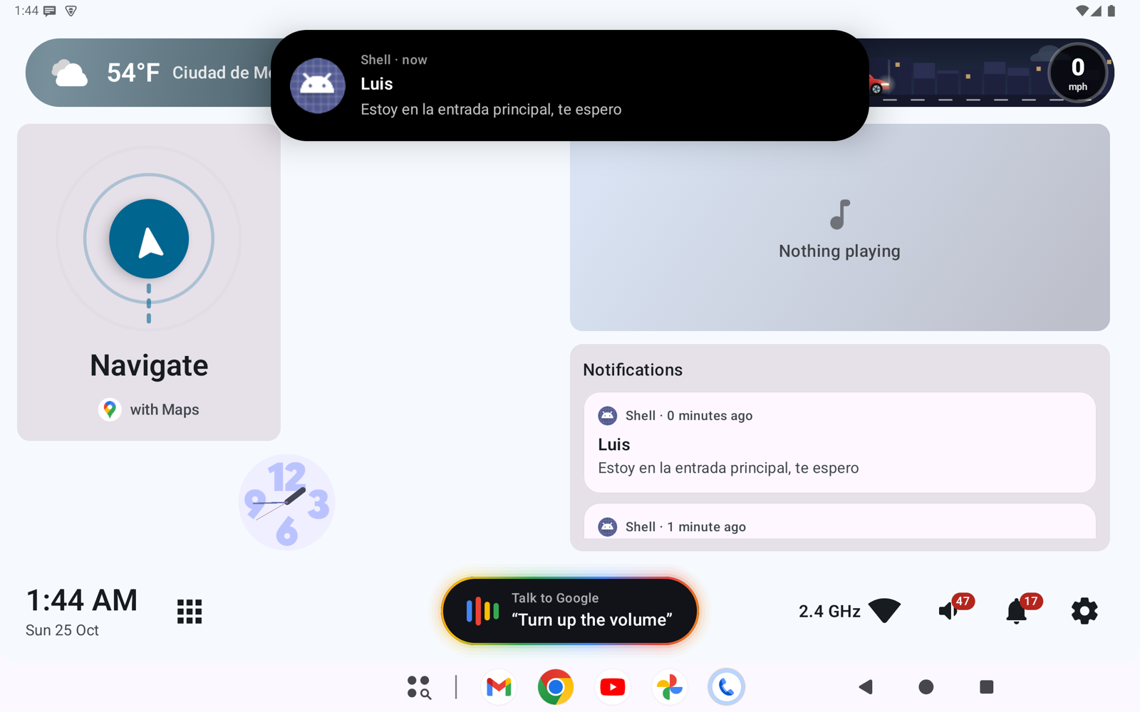A message arrives in the notification bubble