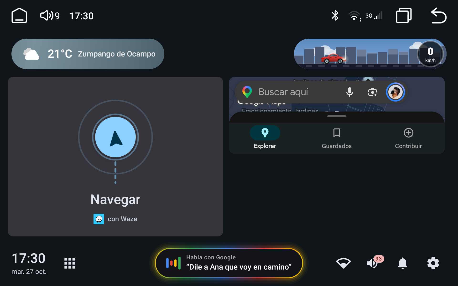 Waze or Google Maps running live inside a card